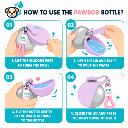 Pupcup™ Leak-Proof Portable Dog Water Bottle with Silicone Bowl