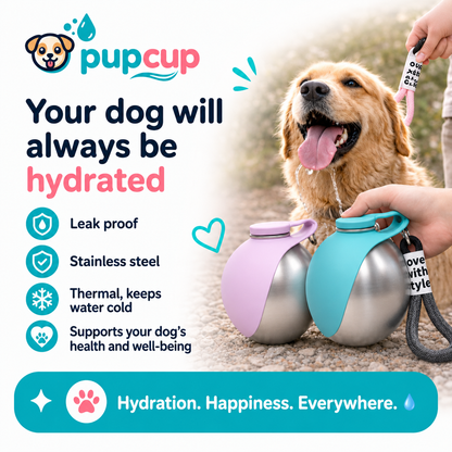 Pupcup™ Leak-Proof Portable Dog Water Bottle with Silicone Bowl